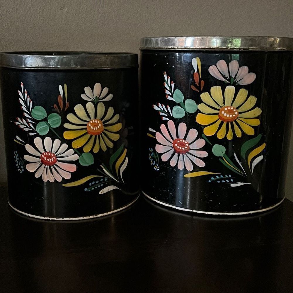 Vintage Ransburg Hand Painted Canisters Indianapolis